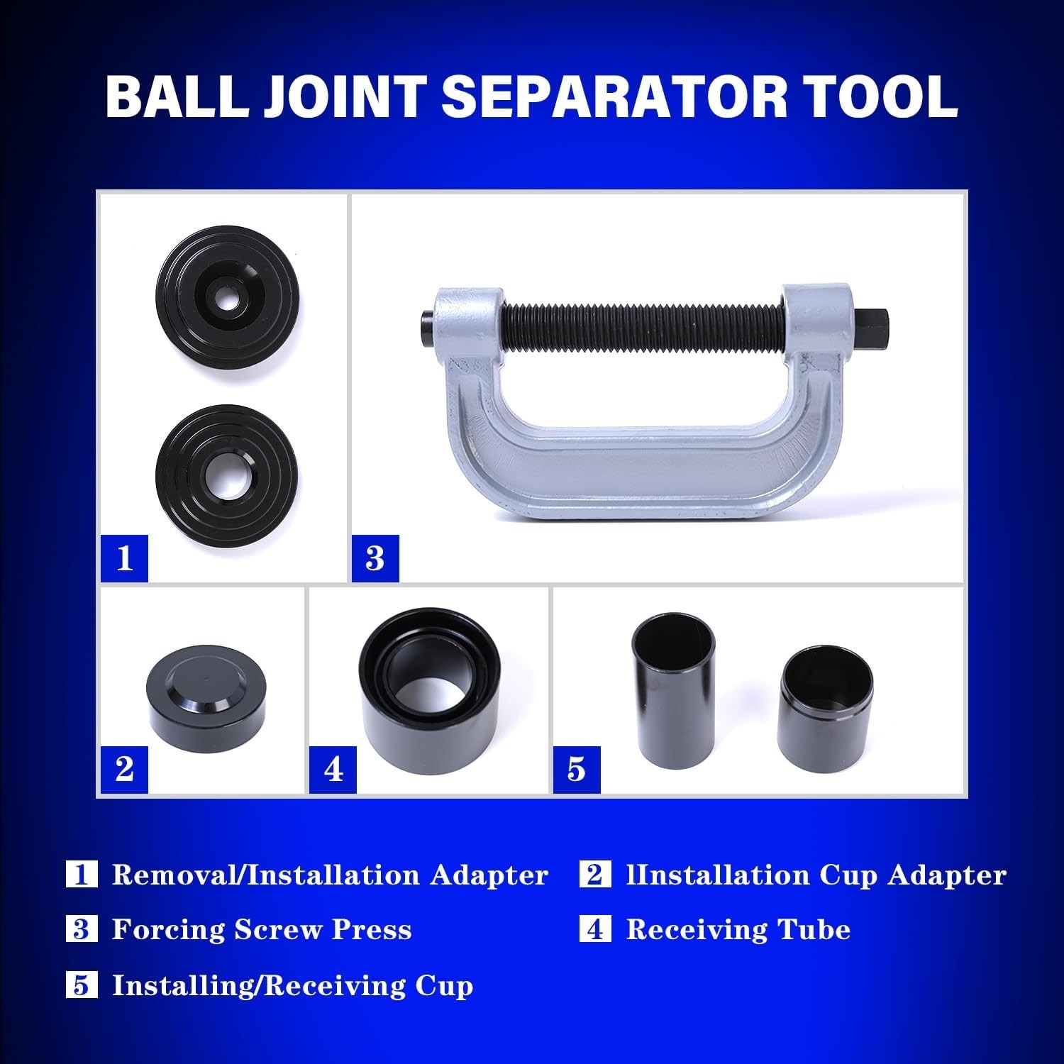 Heavy Duty Ball Joint Press & U Joint Removal Tool Kit with 4×4 Adapters, for