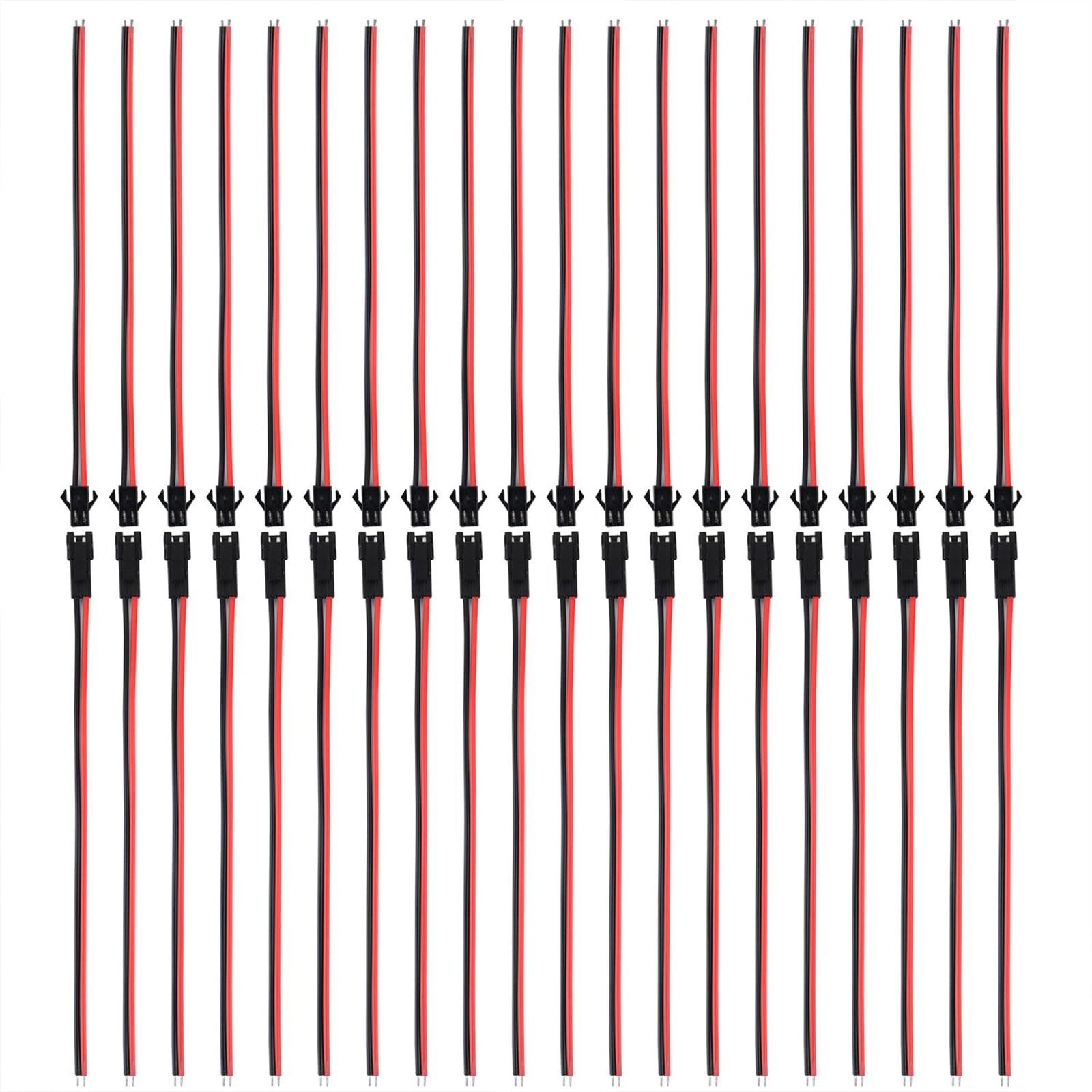 22 AWG JST SM 2 Pin Plug Male and Female 135 millimeters, Red Black