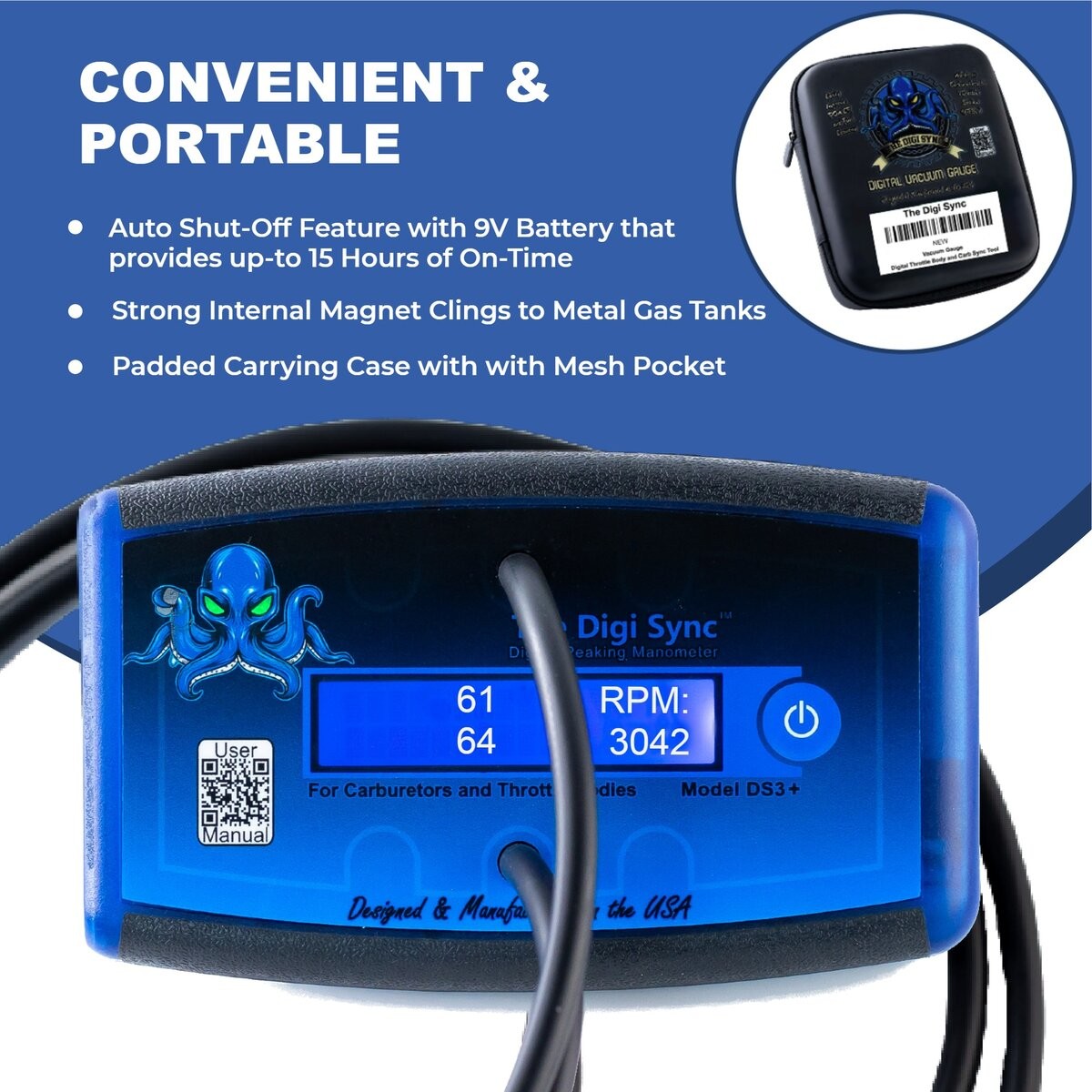 The Digi Sync 2-Channel DS3+ Pro Digital Throttle Body And Carb Sync Tool