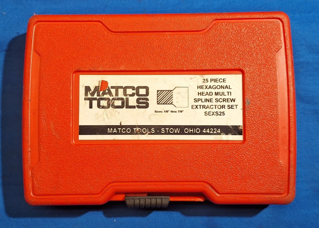 Matco Tools SEXS25 25 piece hexagonal head multi spline screw extractor set
