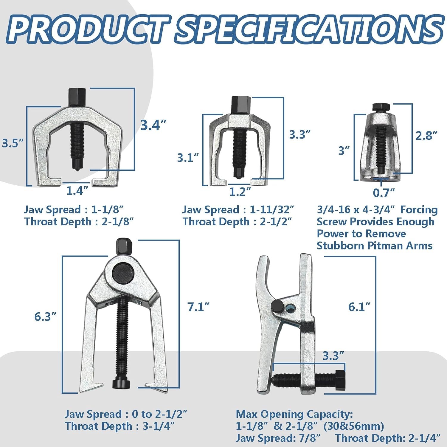 Heavy-Duty 5-in-1 Ball Joint Separator and Pitman Arm Puller – Durable Alloy