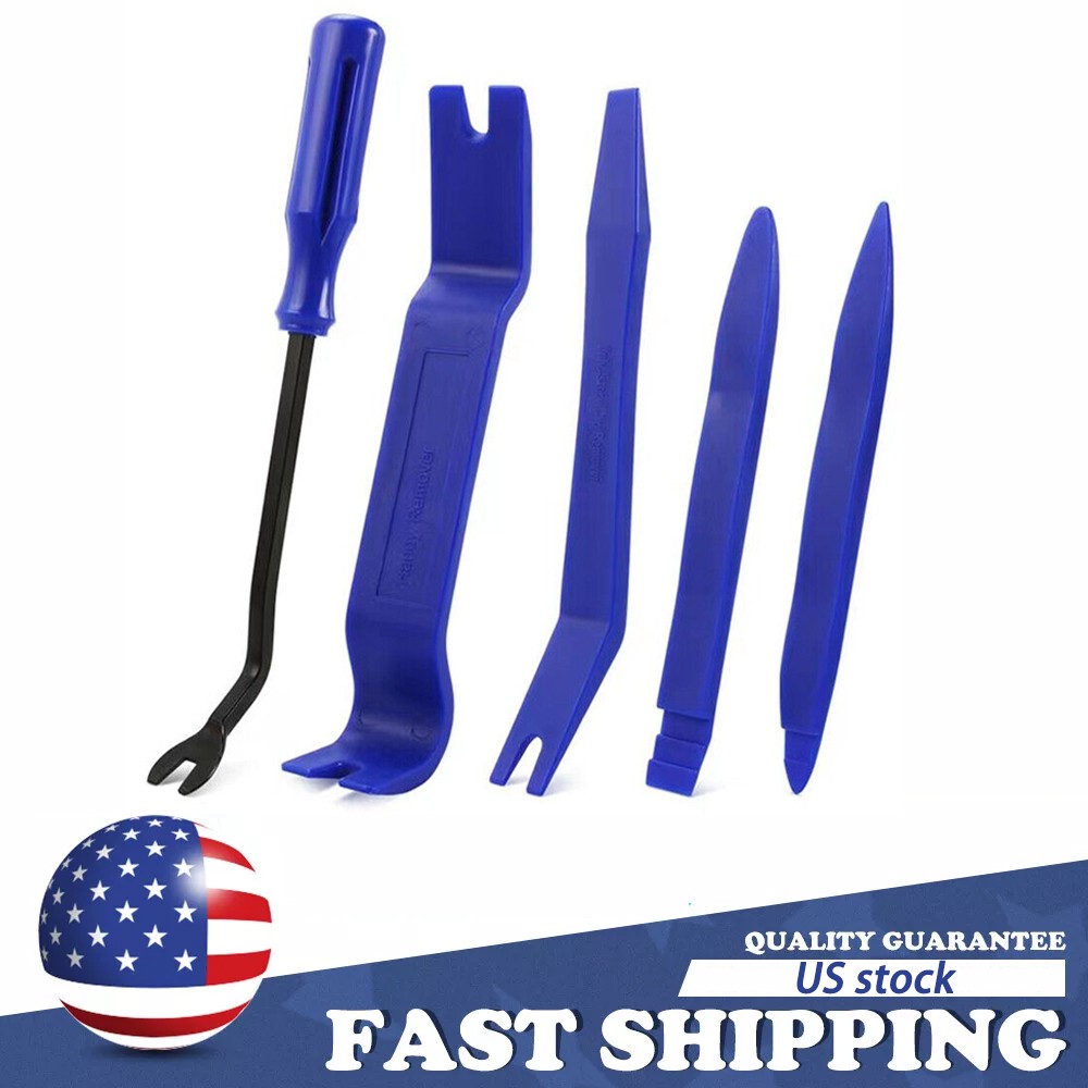 5Pcs Car Door Clip Trim Removal Tools Kit Plastic Car Interior Repair Blue Set