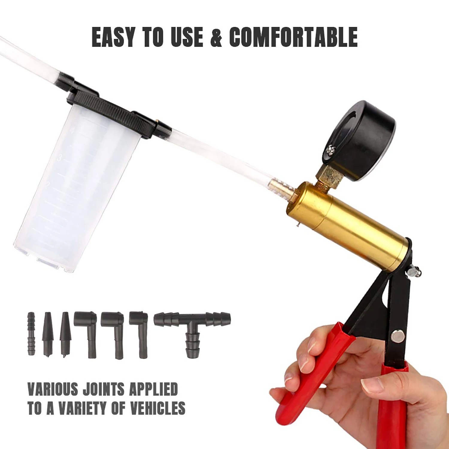 Durable Vacuum Pressure Pump Tester Set Brake Fluid Bleeder Bleeding Kit +Box