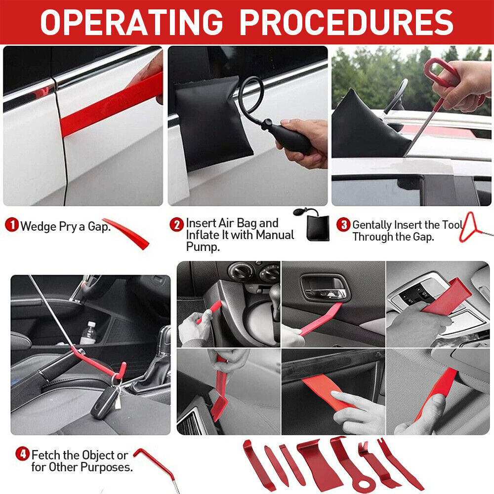 31Pcs Auto Car Window Door Emergency Open Unlock Lock Repair Tool Kits