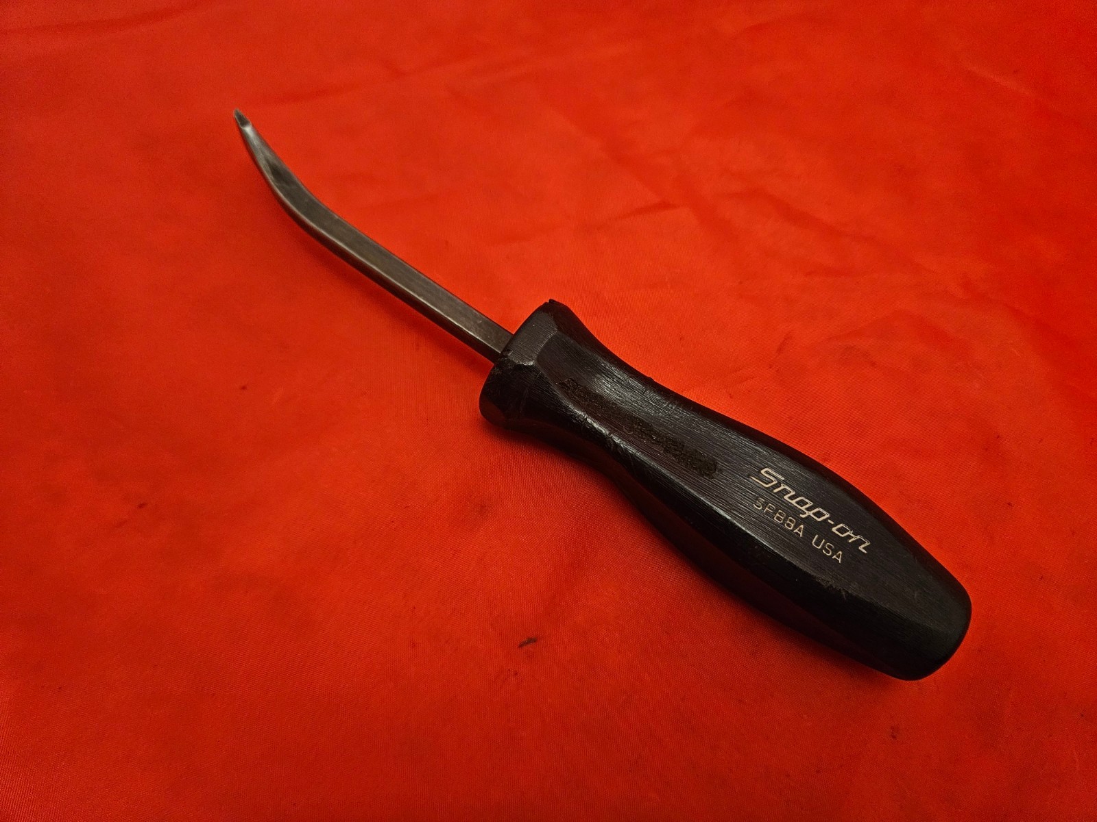 Snap-on SPB8A 7.5″ Curved Head Pry Bar Prybar Black Hard Handle USA S9