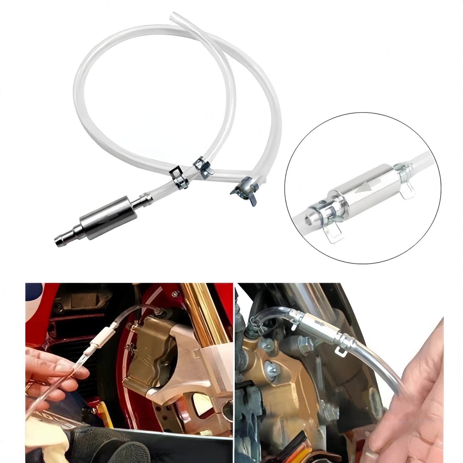 Brake Clutch Bleeder Kit W/ One Way Valve Hose Vacuum Fluid Extractor Tool Car