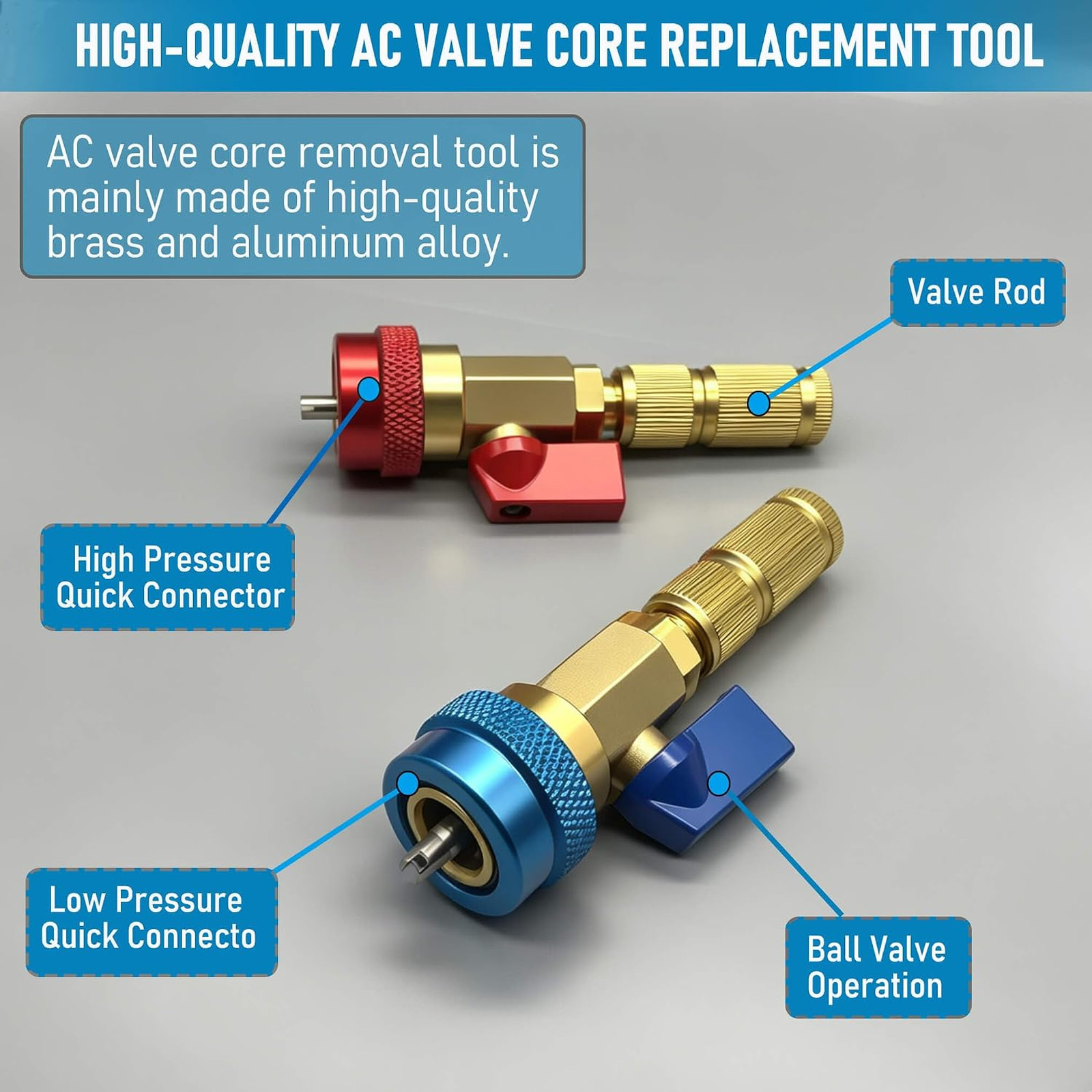 R134A Valve Core Remover Installer Tool Set, AC Schrader Valve Removal Kit