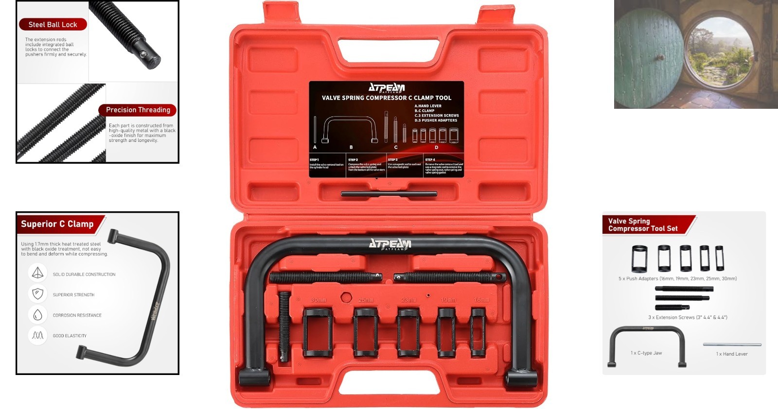 10-Piece Valve Spring Compressor C-Clamp Service Kit for Professionals