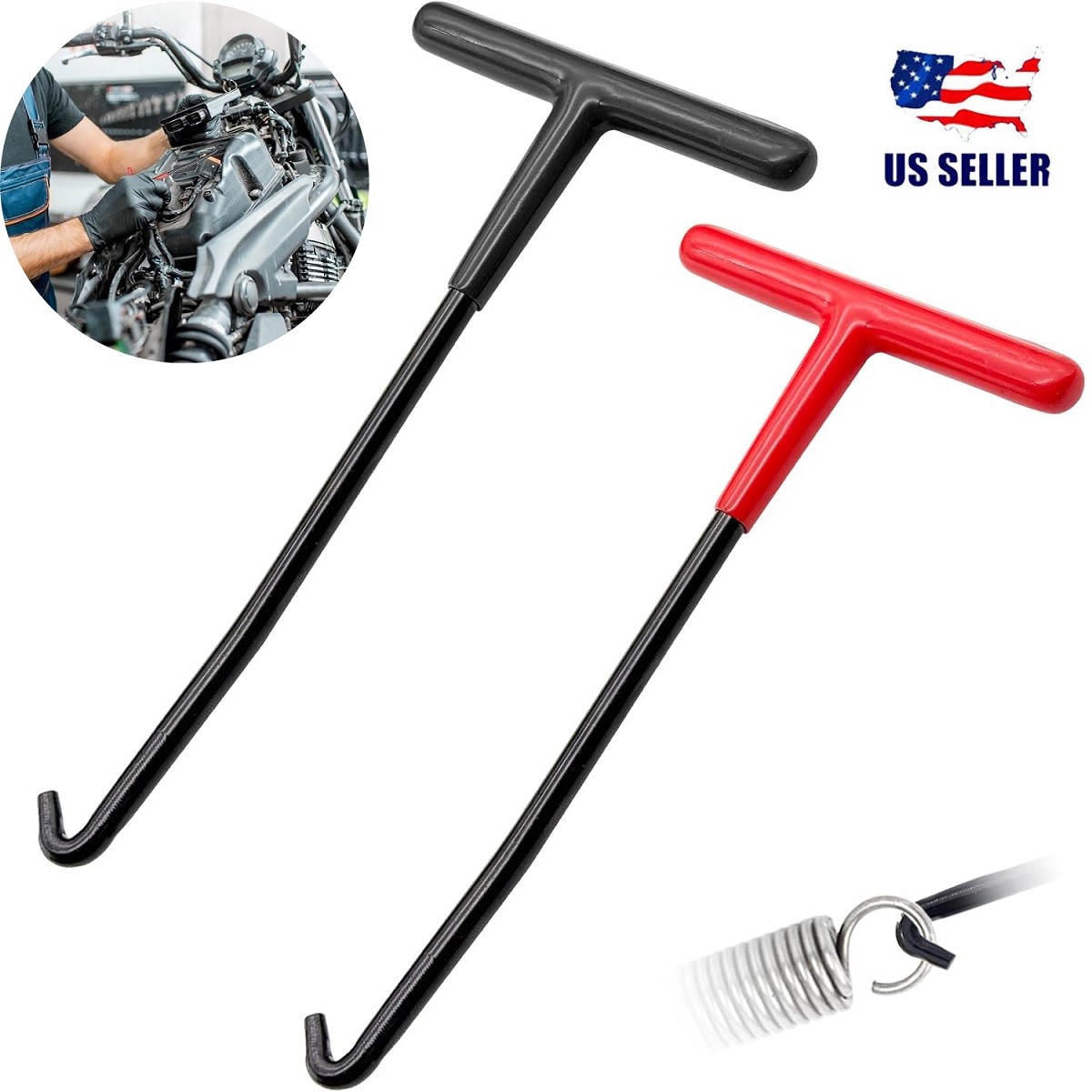 T-Shaped Exhaust Spring Puller with Rubber Grip Essential Tool for Motorcycles