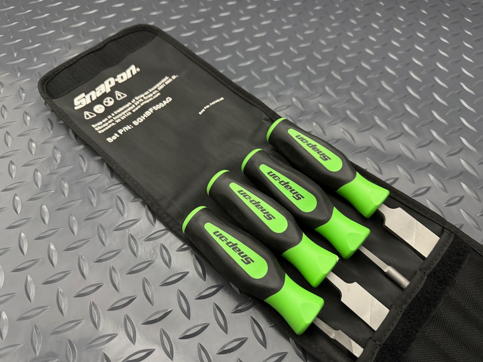 snap on tools green 4 pc file handle set with pouch sghbf500ag new free shipping