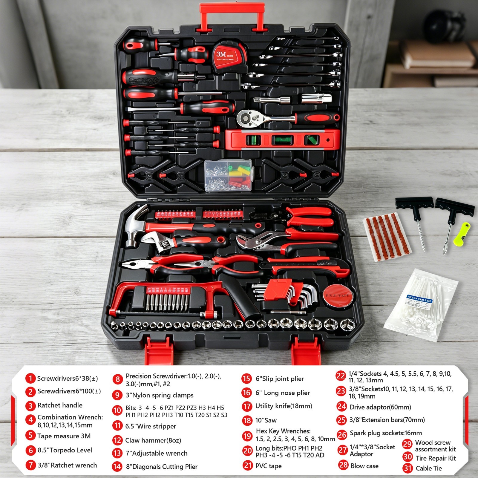 436PCS Stainless Steel Socket Wrench Tool Set for Home Auto Repairs