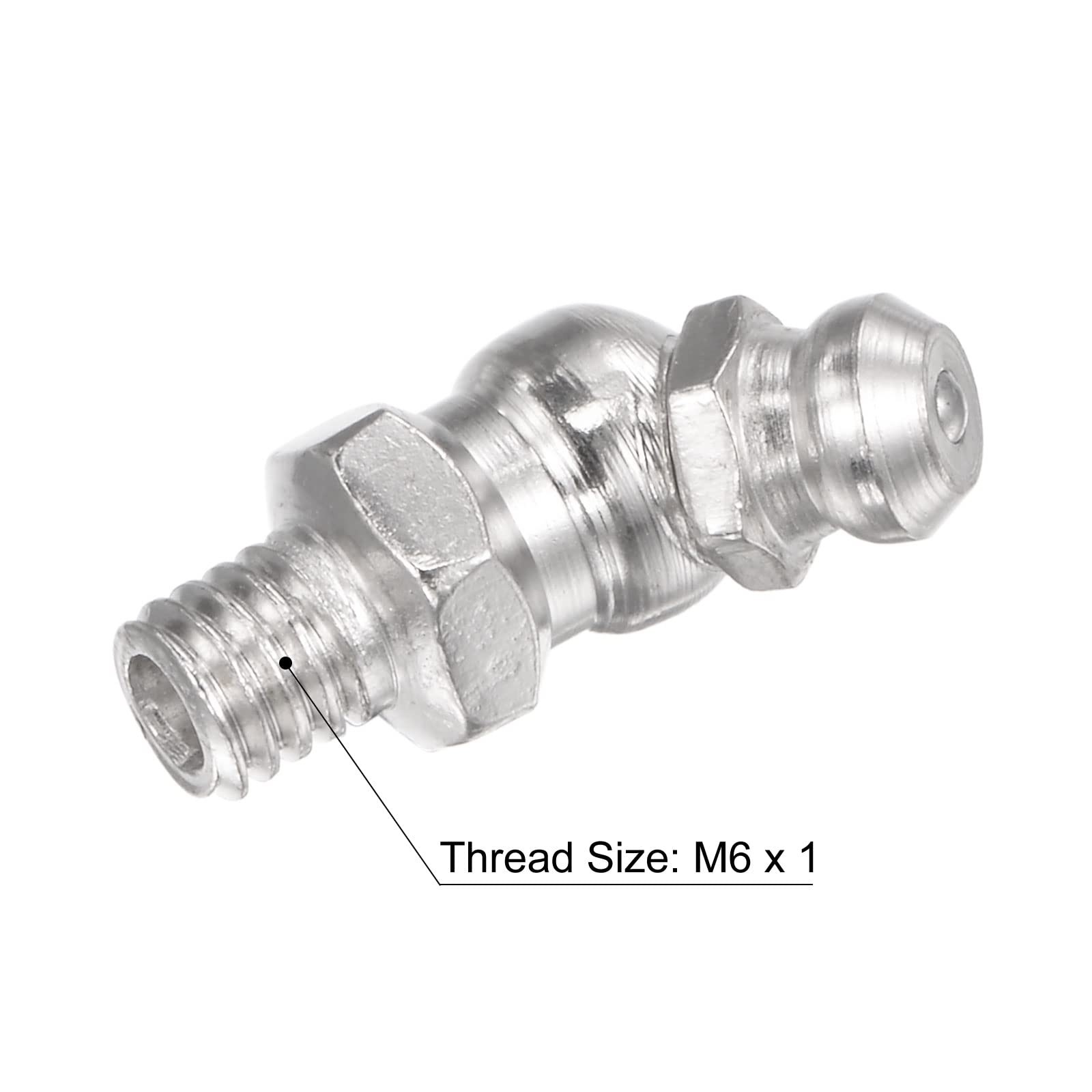 uxcell Nickel-Plated Iron 45 Degree Grease Fitting M6 x 1mm Thread x
