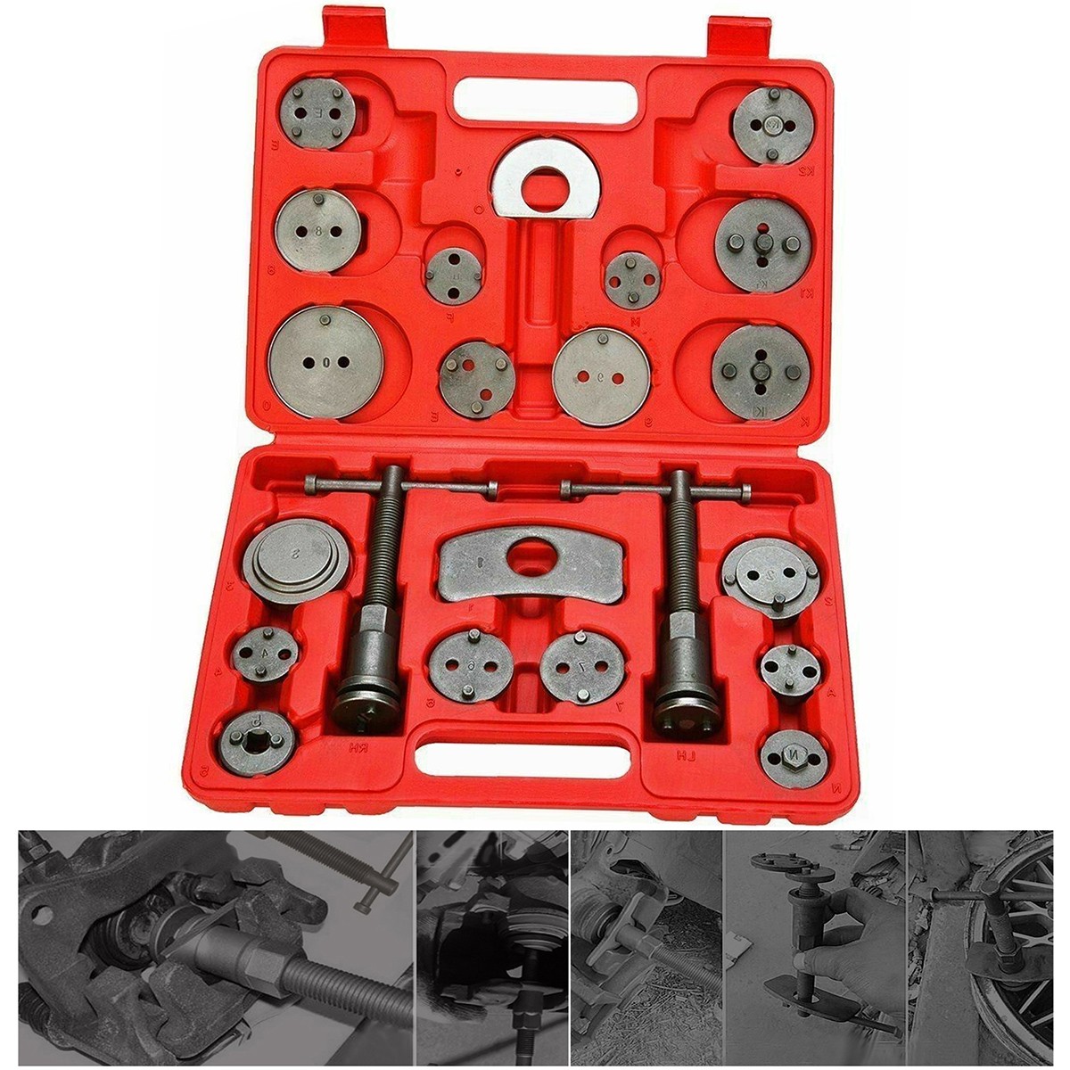 22PCS Set CAR DISC TOOL USA Heavy Duty Disc Brake Caliper Tool & Wind Back Kit