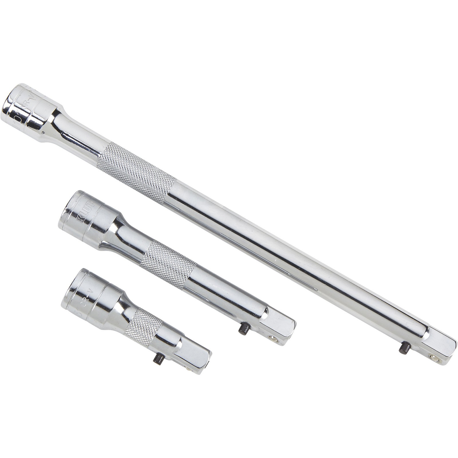 Klutch Locking Extension Set, 3-Pc., 1/2in. Drive, Chrome Vanadium Steel