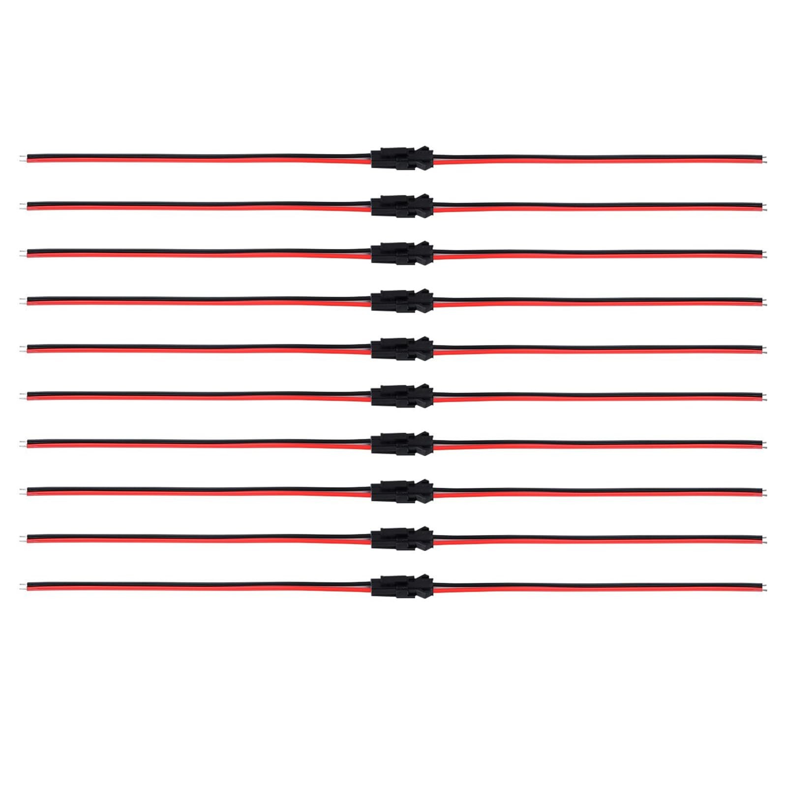 22 AWG JST SM 2 Pin Plug Male and Female 135 millimeters, Red Black