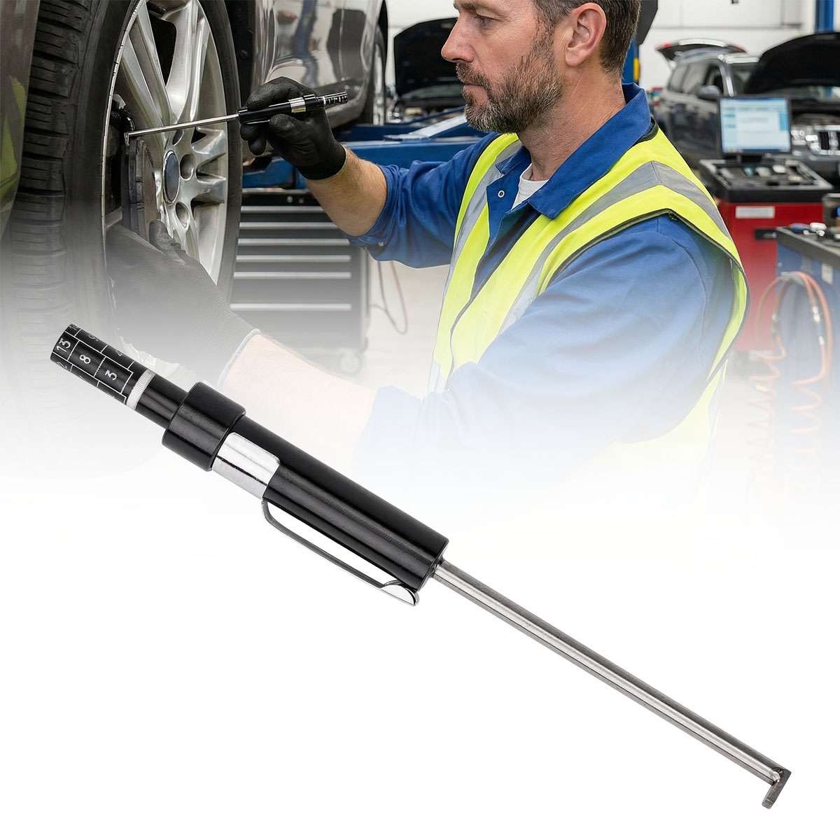 Brake Pad Measure Tool Thickness Gauge w/ Scale car Detection Pen Base Plate 6mm