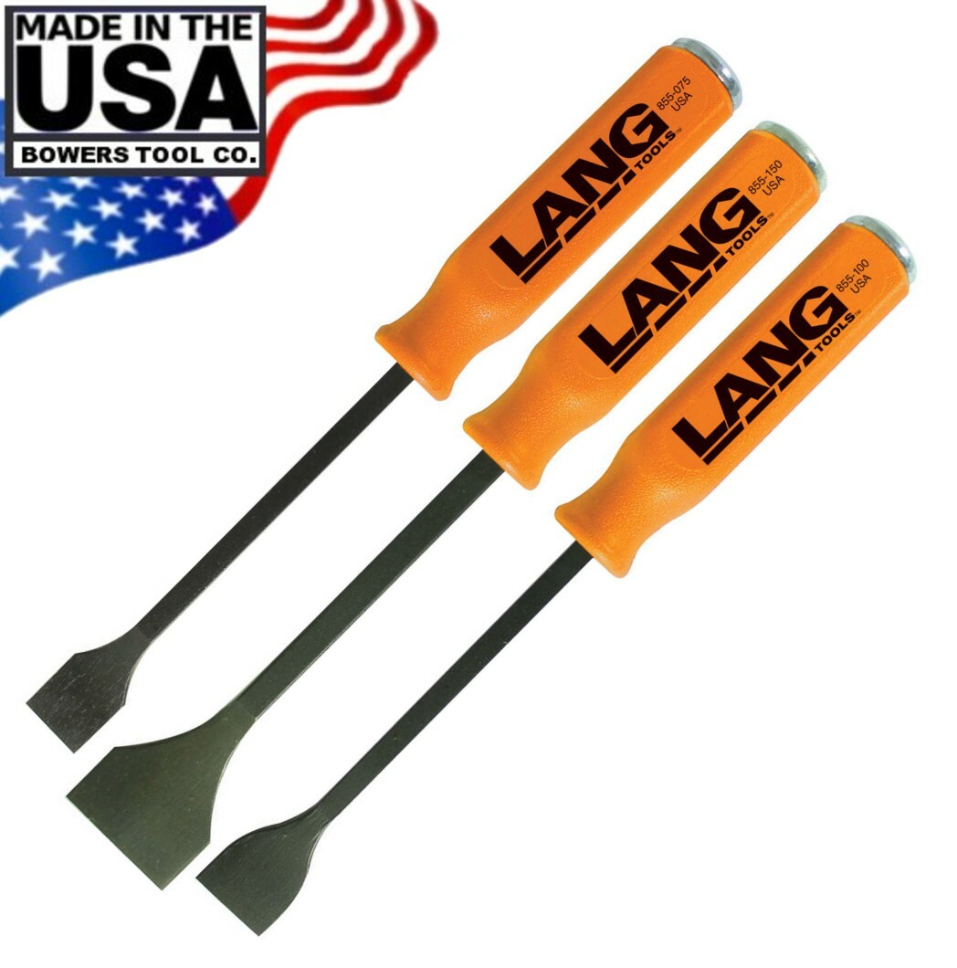 Lang 3pc Gasket Scraper Set with Hammer Strike Handles 3/4, 1, 1-1/2″ USA Made