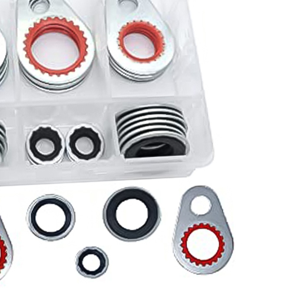 AC System Gasket Seal Washer Kit 48 Pieces Metal Ring and Rubber Construction