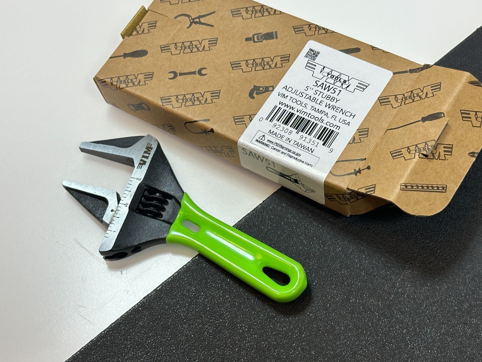 VIM 5″ Green Stubby Wide Mouth Opening Adjustable Wrench, Opens to 1-1/8″ #SAW51