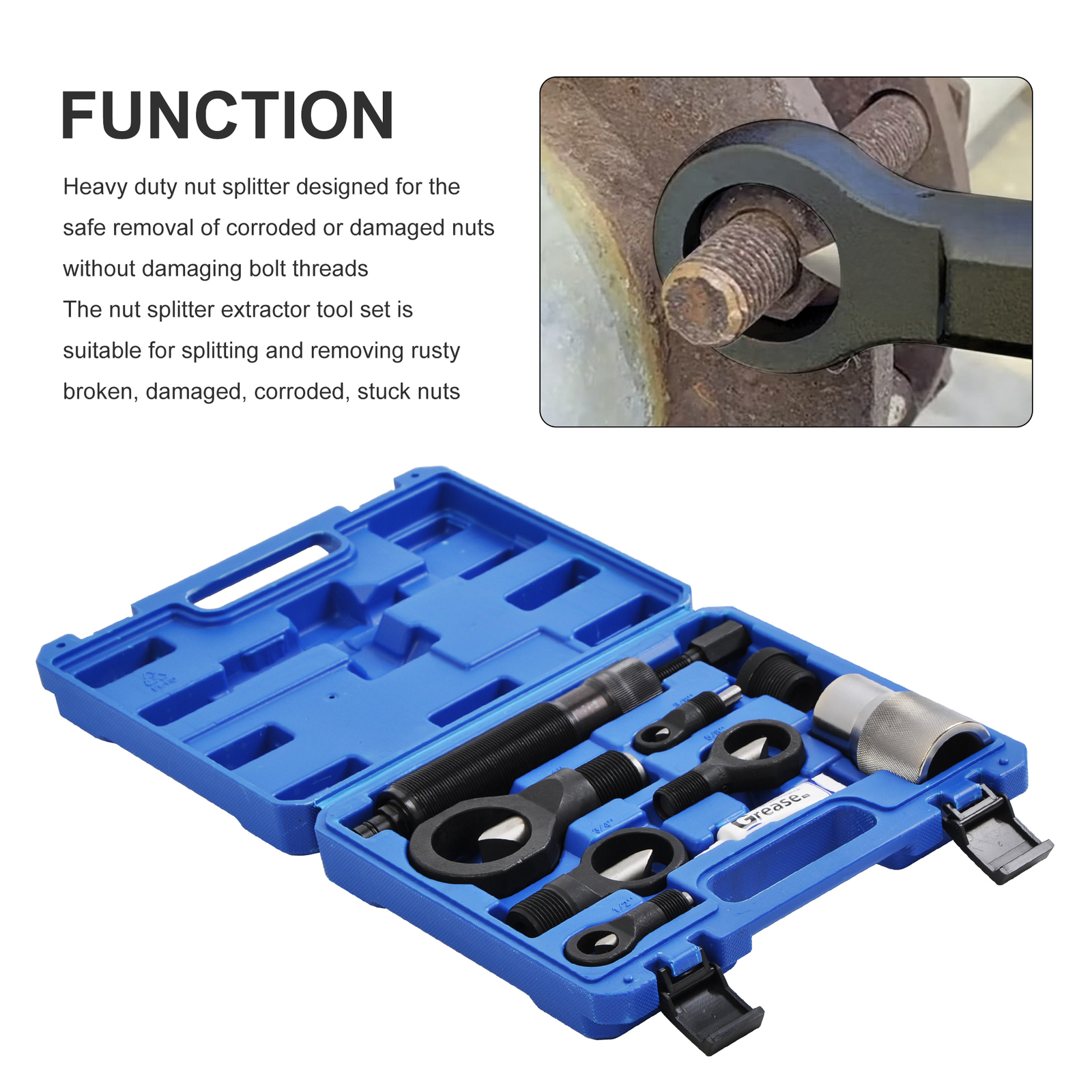 10 Ton Hydraulic Ram Hydraulic Nut Splitter Kit Breaker Separator Extractor Tool