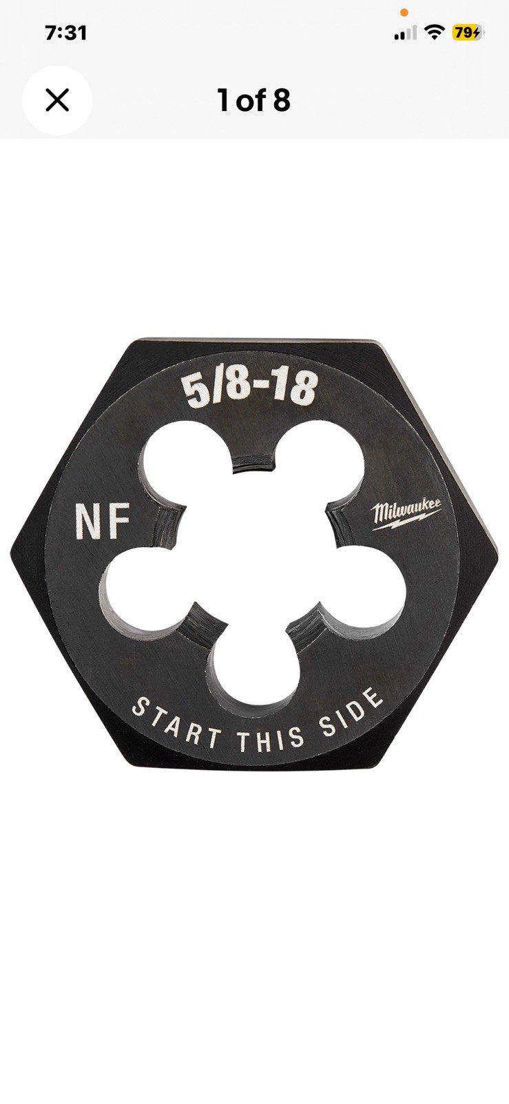 Milwaukee Tool 5/8″-18 NF 1-7/16″ Hex Threading Die