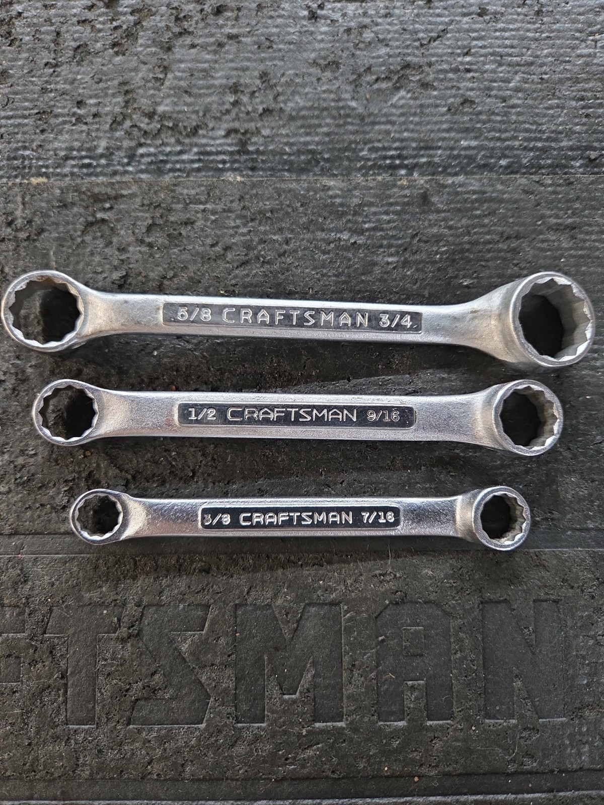 Vintage Craftsman USA 3-Piece Stubby Double Box End Wrench Set 3/8 – 3/4