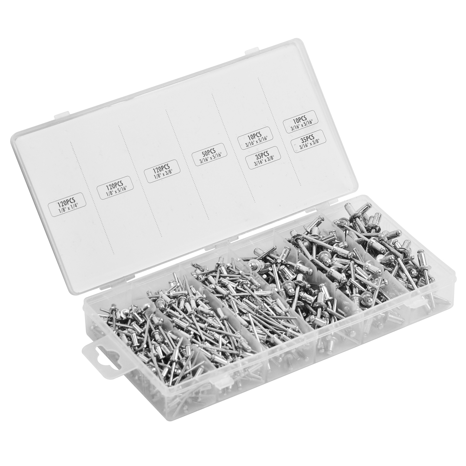 500x Industrial Aluminum Pop Rivet Assortment 3/16-1/2″ For Hand/Air Riveter Gun