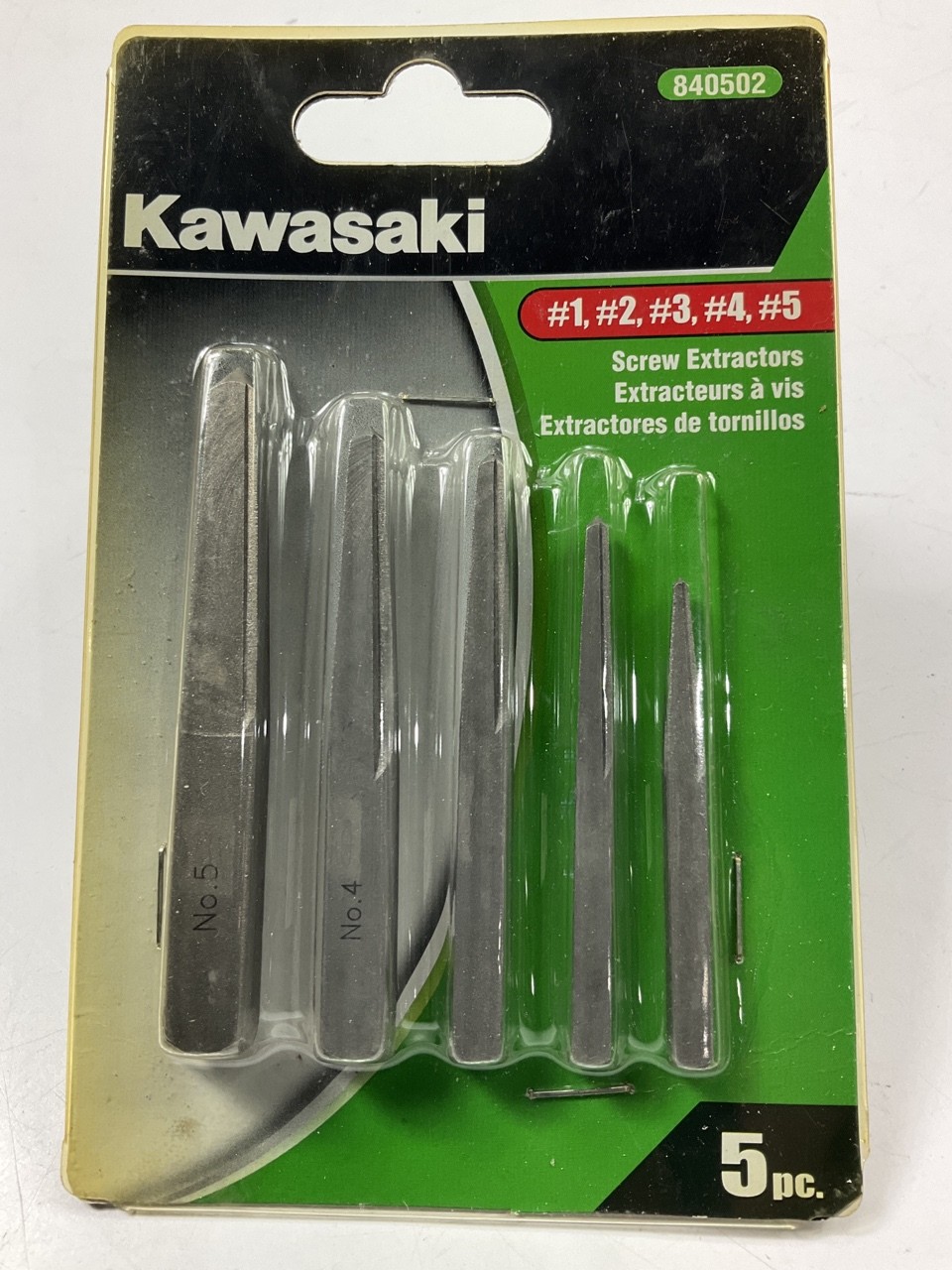 Kawasaki 840502 Square Flute Screw Extractor Set, #1 #2 #3 #4 #5 – 5 PCS