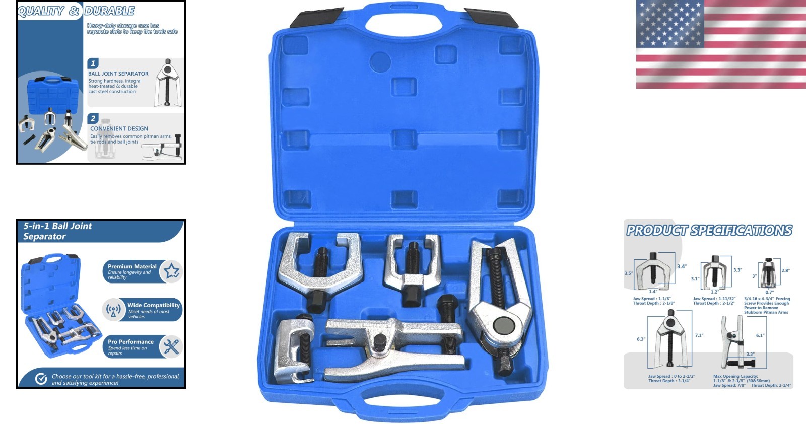 Heavy-Duty 5-in-1 Ball Joint Separator and Pitman Arm Puller – Durable Alloy