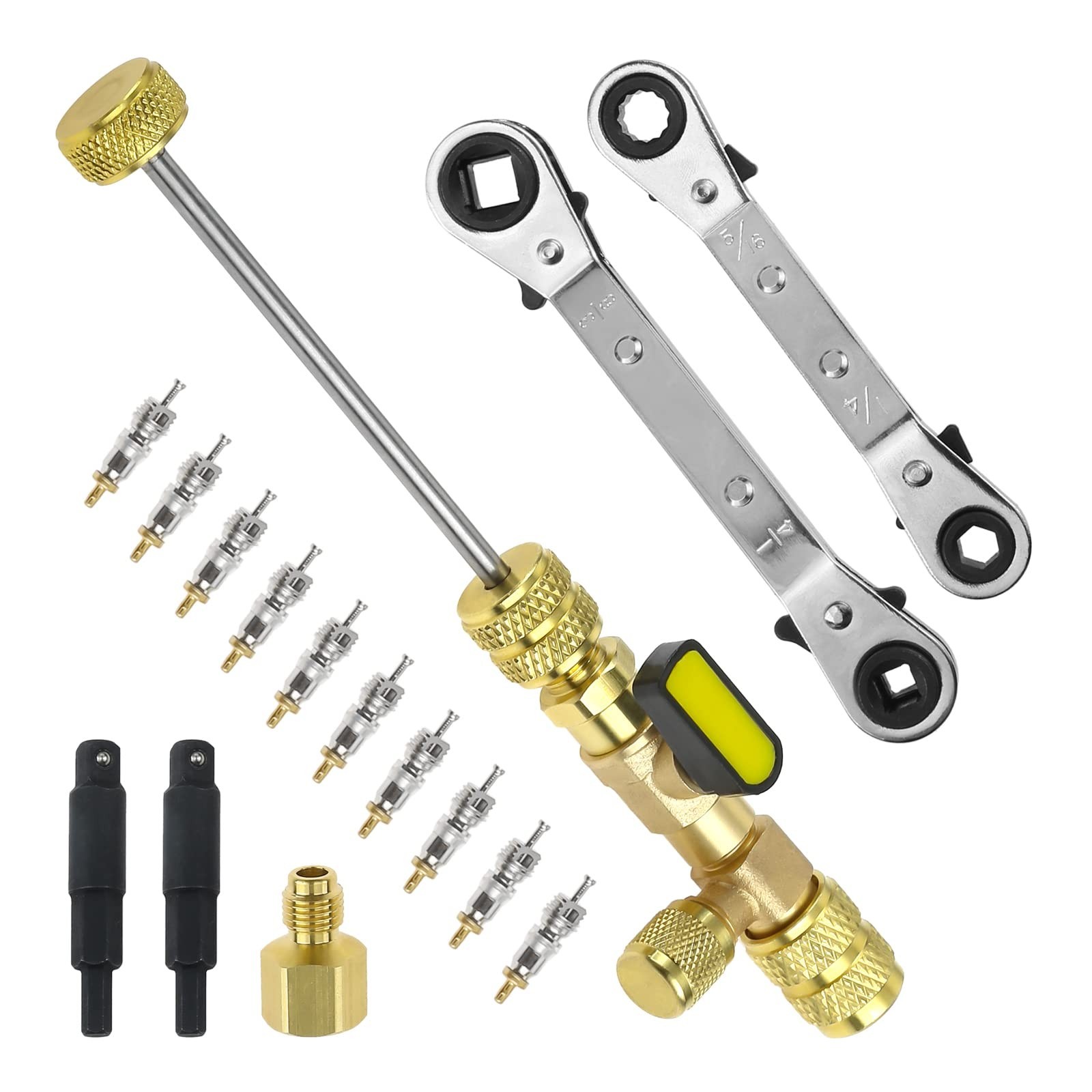 HVAC Valve Core Remover Installer Tool Set | 10pcs with Hex Bit Adapters & Dual