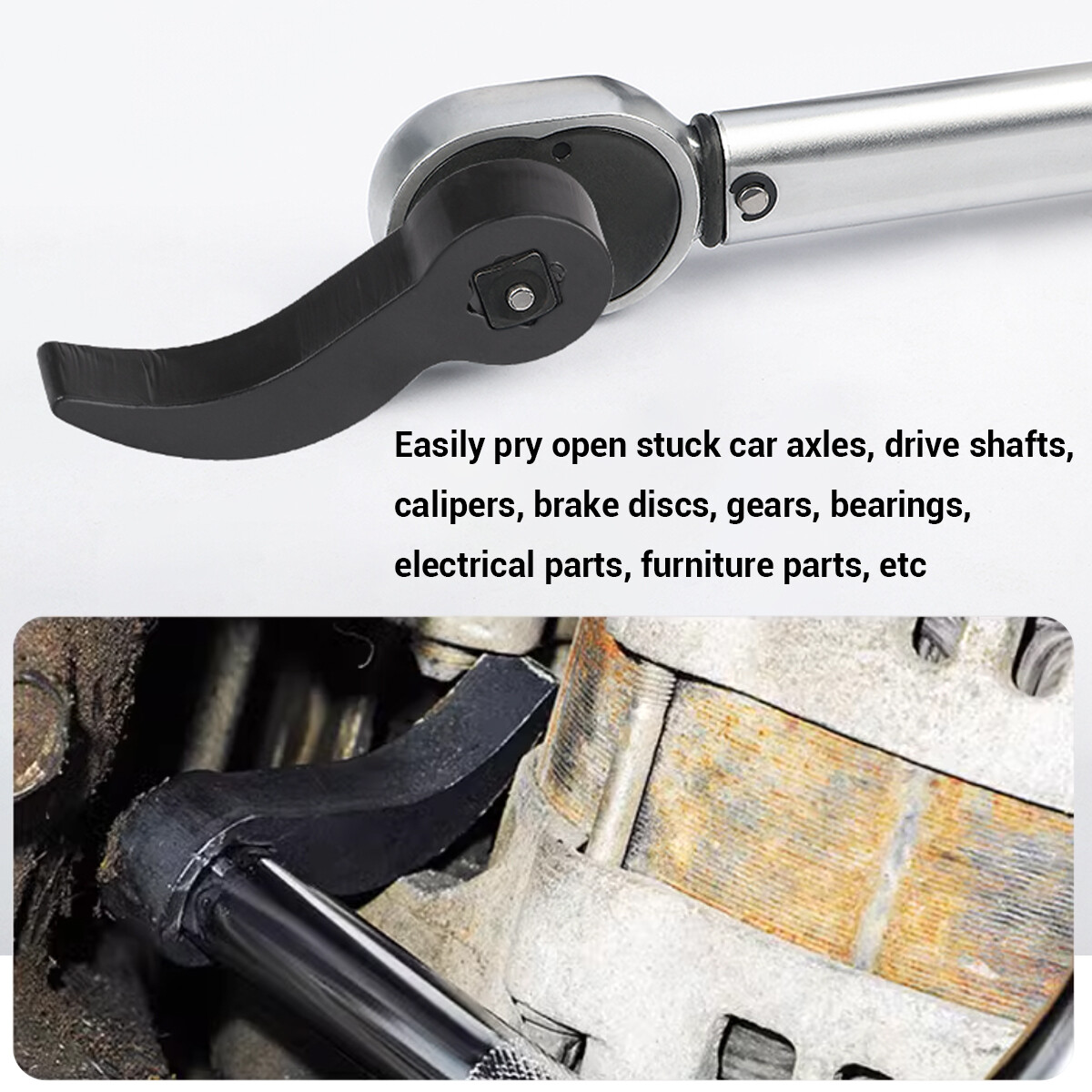 Pry Bar Wrench Adaptor Head 1/2″ 3/8″ Half Shaft Removal Crowbar Ratchet Tool