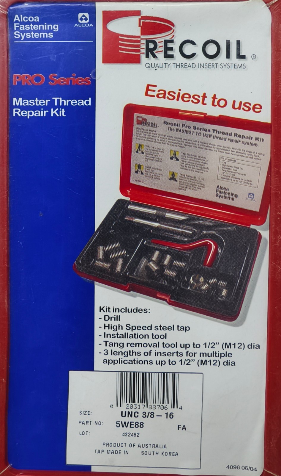 Recoil 5WE80 UNC 1/4-20 Pro Series Master Thread Repair Kit to Use Easiest