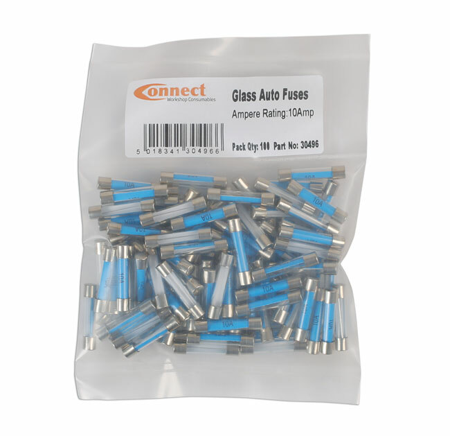 Connect 30496 Glass Auto Fuse – 10Amp Pk 100