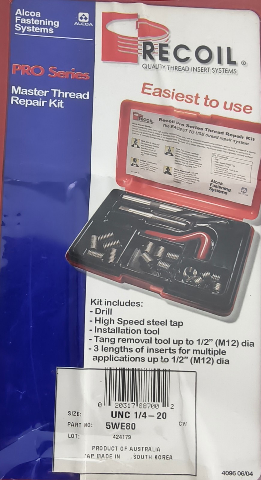 Recoil 5WE80 UNC 1/4-20 Pro Series Master Thread Repair Kit Easiest to Use