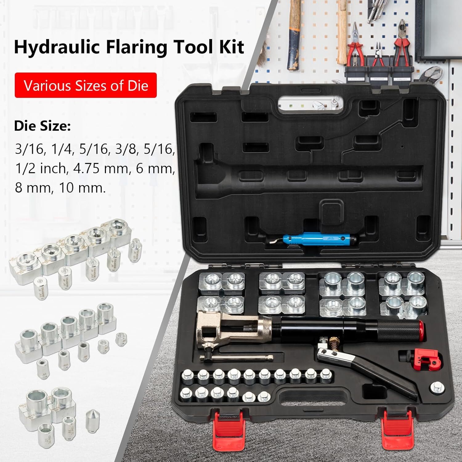 Hydraulic Flaring Tool Kit Double Flaring Tool 45° for 3/16″ to 1/2″ Tube