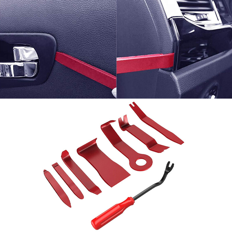 8Pcs Red Car Trim Removal Tool Kit Door Panel Fastener Auto Dashboard Tools