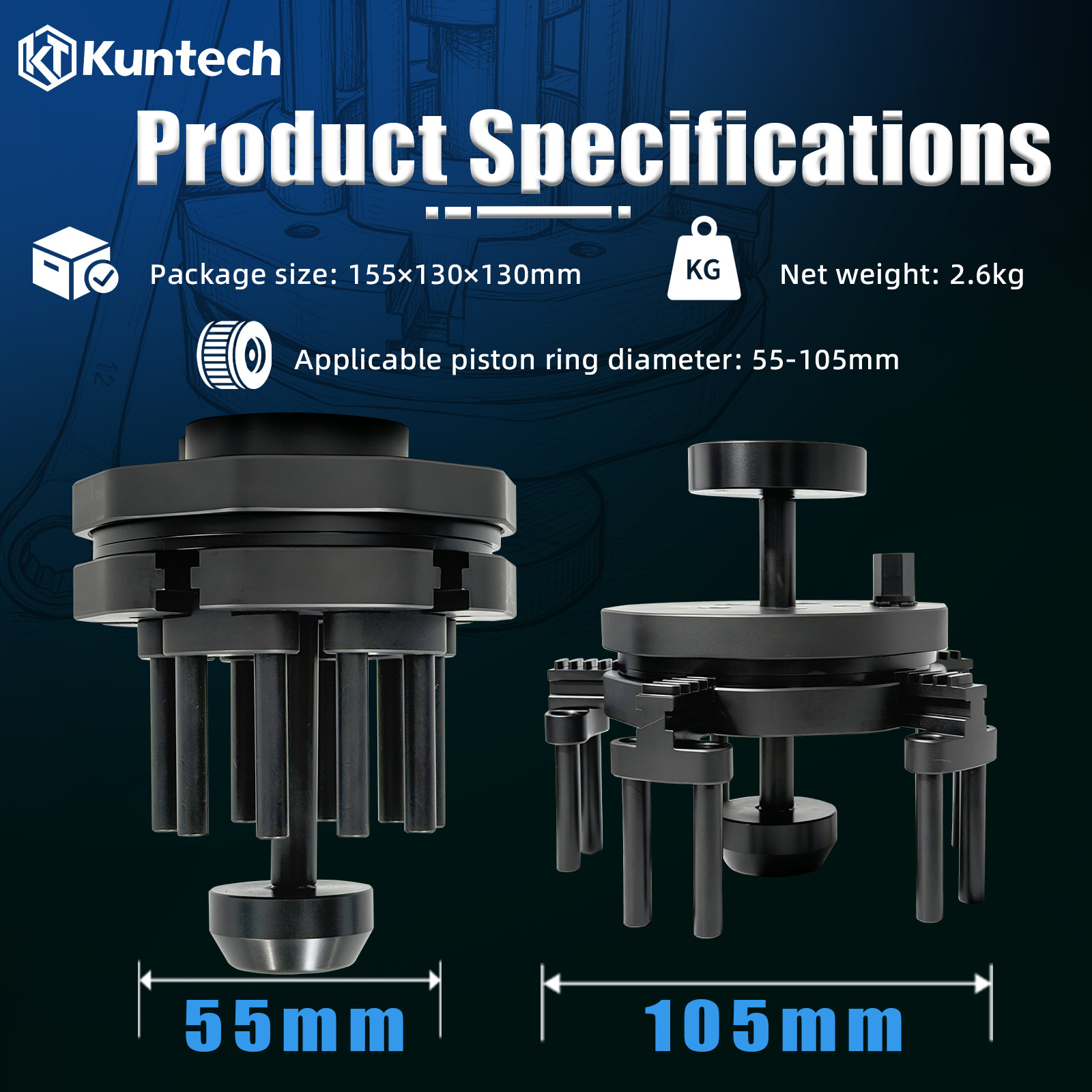 Universal Adjustable Piston Ring Installation Tool for 55-105mm Auto Repair Tool