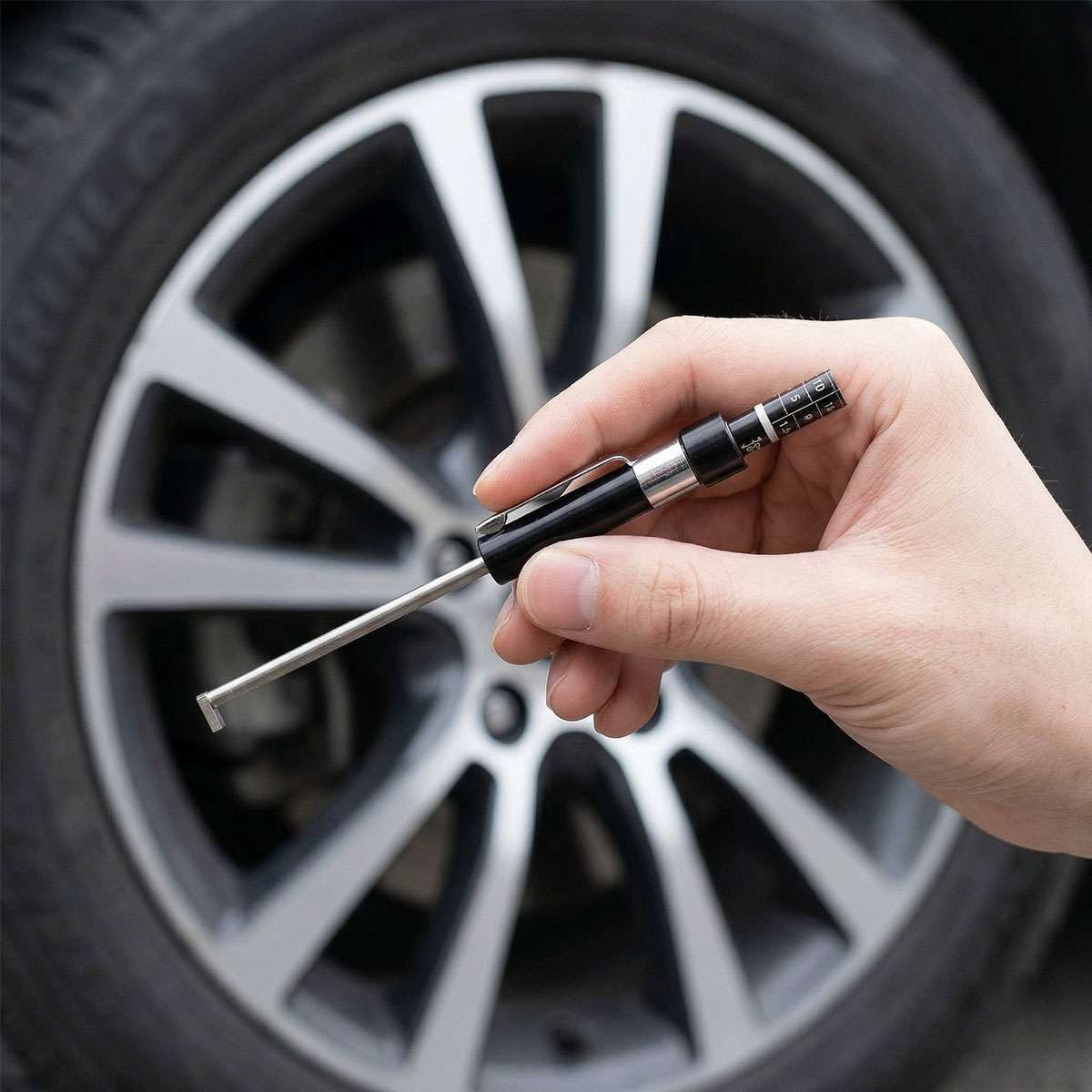 Brake Pad Measure Tool Thickness Gauge w/ Scale car Detection Pen Base Plate 6mm