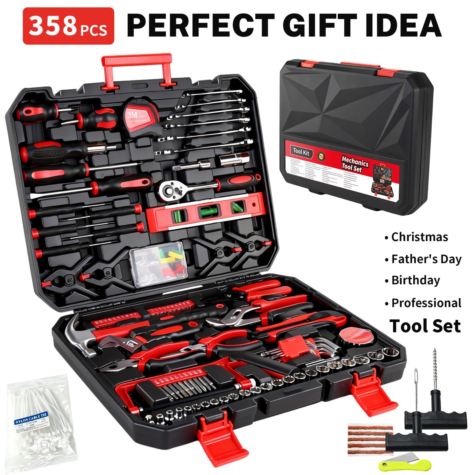 358PCS Stainless Steel Socket Wrench Tool Set for Home Auto Repairs