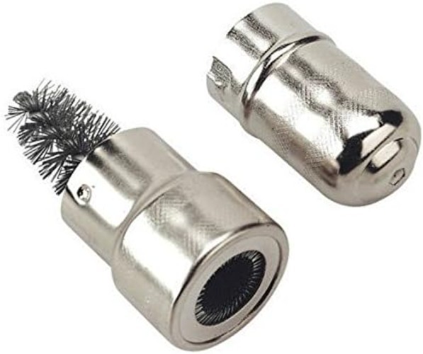 Versatile Battery Terminal Cleaner with Stainless Steel Brush & Plastic Handle