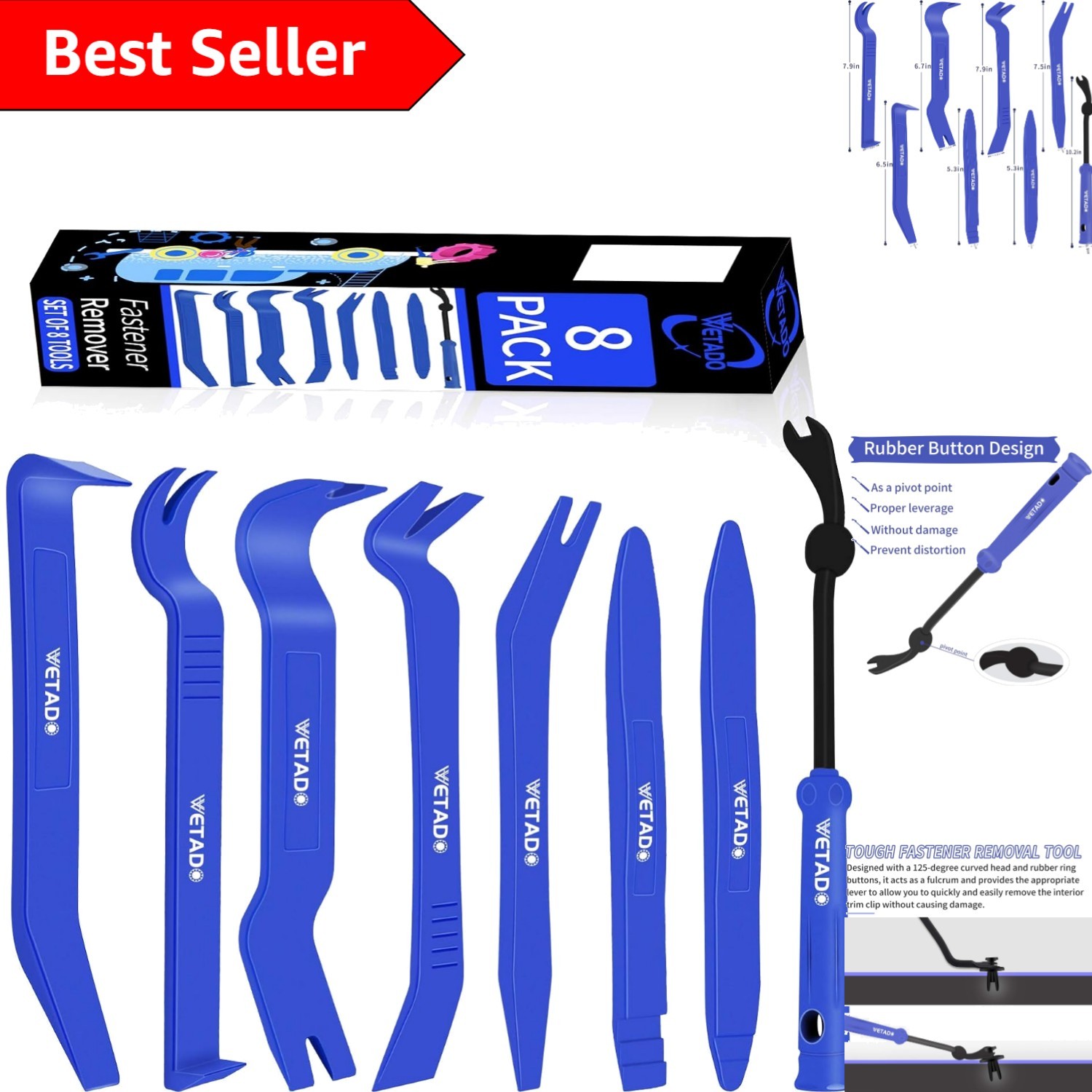 8-Piece Trim Removal Tool Set for Effortless Car Upholstery Repairs – Dark Blue