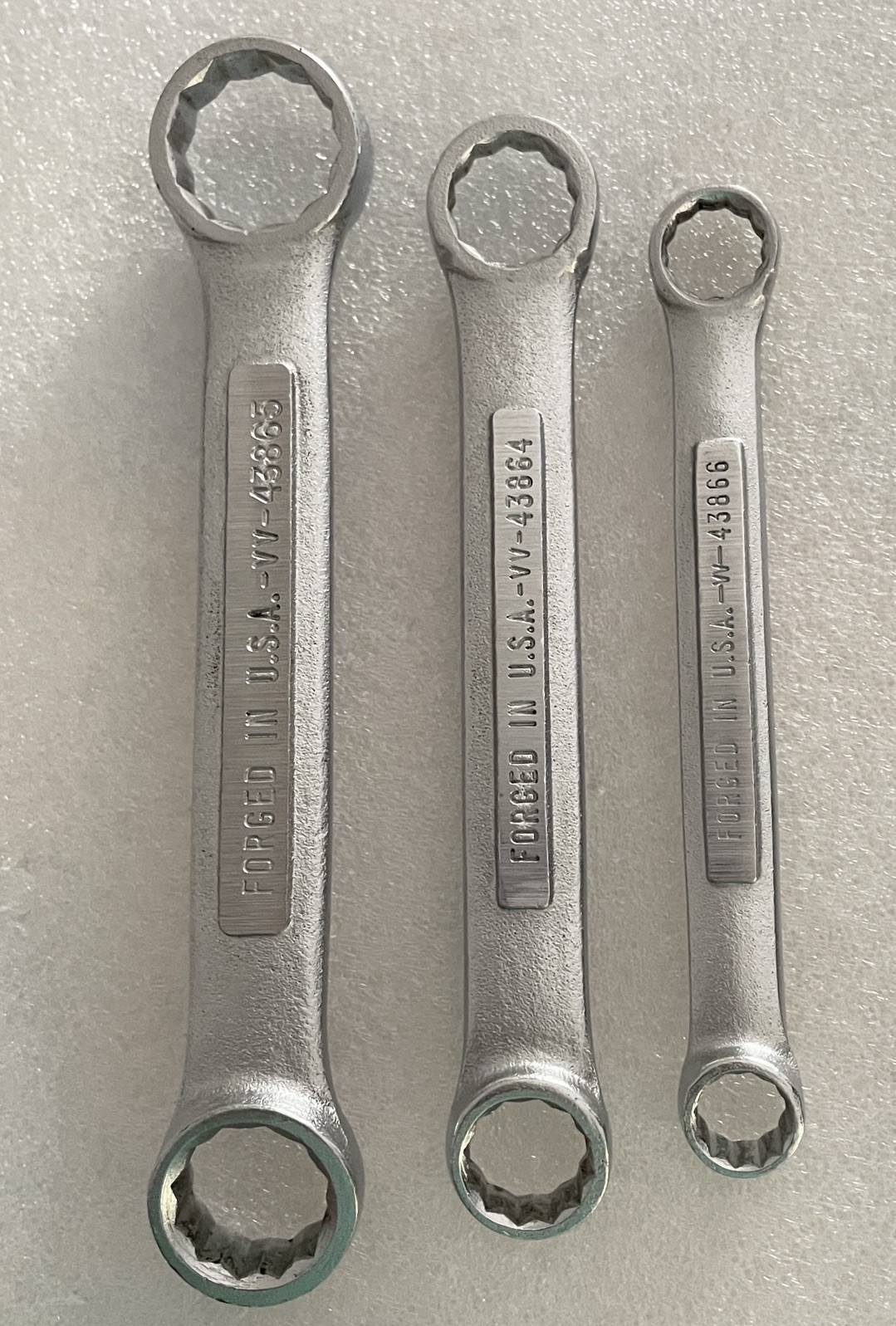 VTG. CRAFTSMAN SET OF 3 STUBBY DOUBLE BOX END WRENCHES~ 12 POINT 3/8”- 3/4” ~USA
