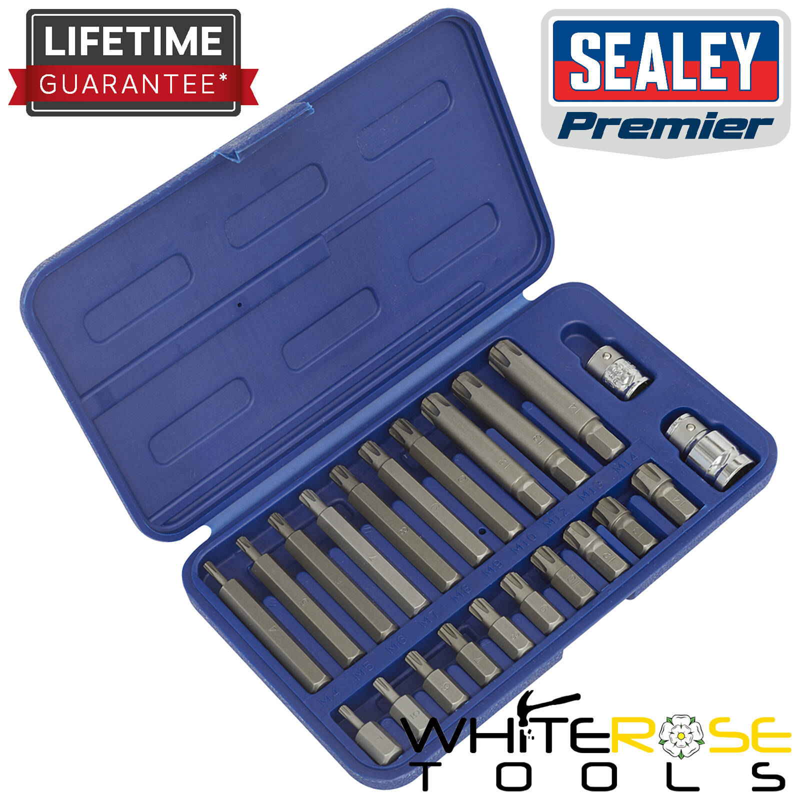 Sealey Ribe Bit Set 22pc 3/8″ 1/2″Sq Drive Premier Storage Case