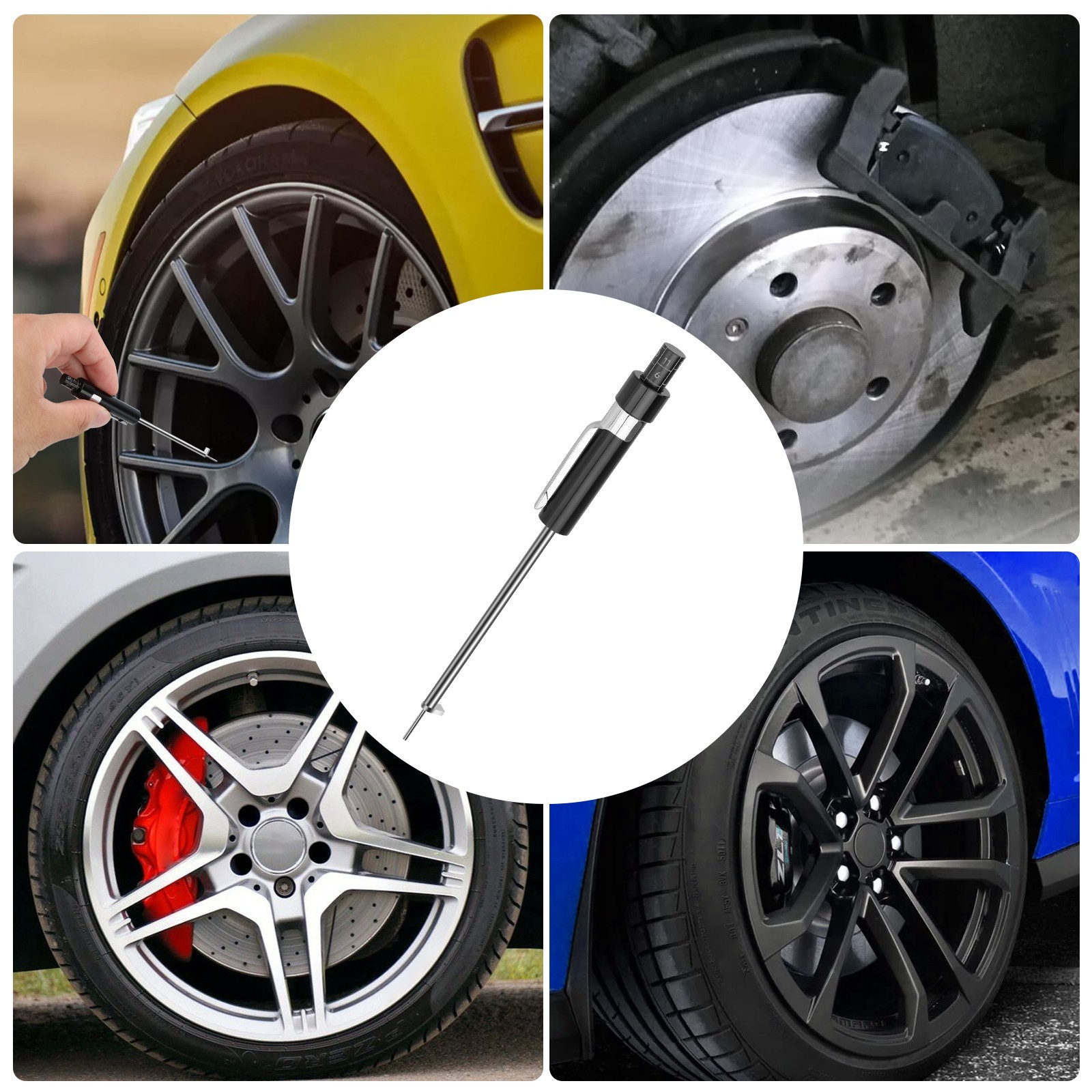 1/2/3pc Car Brake Pad Thickness Measure Tool Brake Shoe Gauge Tester with Scale