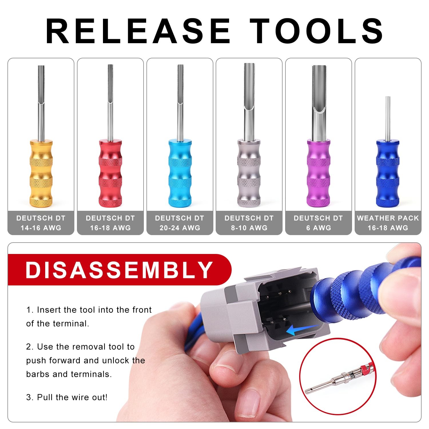 Deutsch Crimper Kits for DT Silver With Black Handles