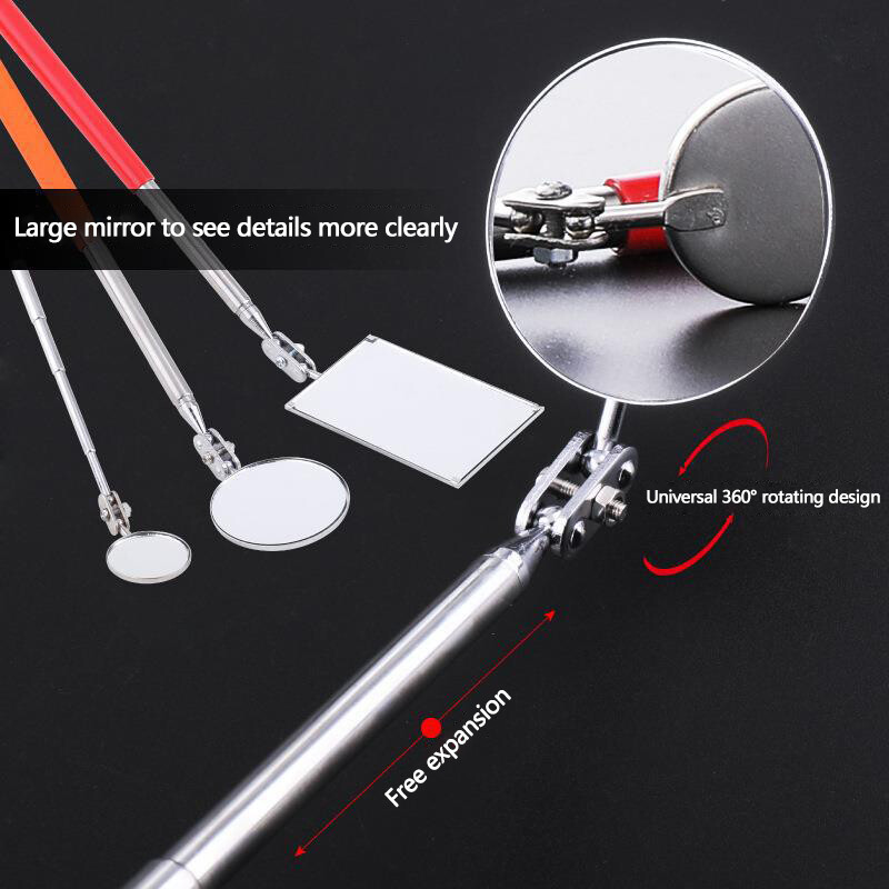 3PCS Telescoping Mirror Inspection Round Square Mirror Inspection Tool