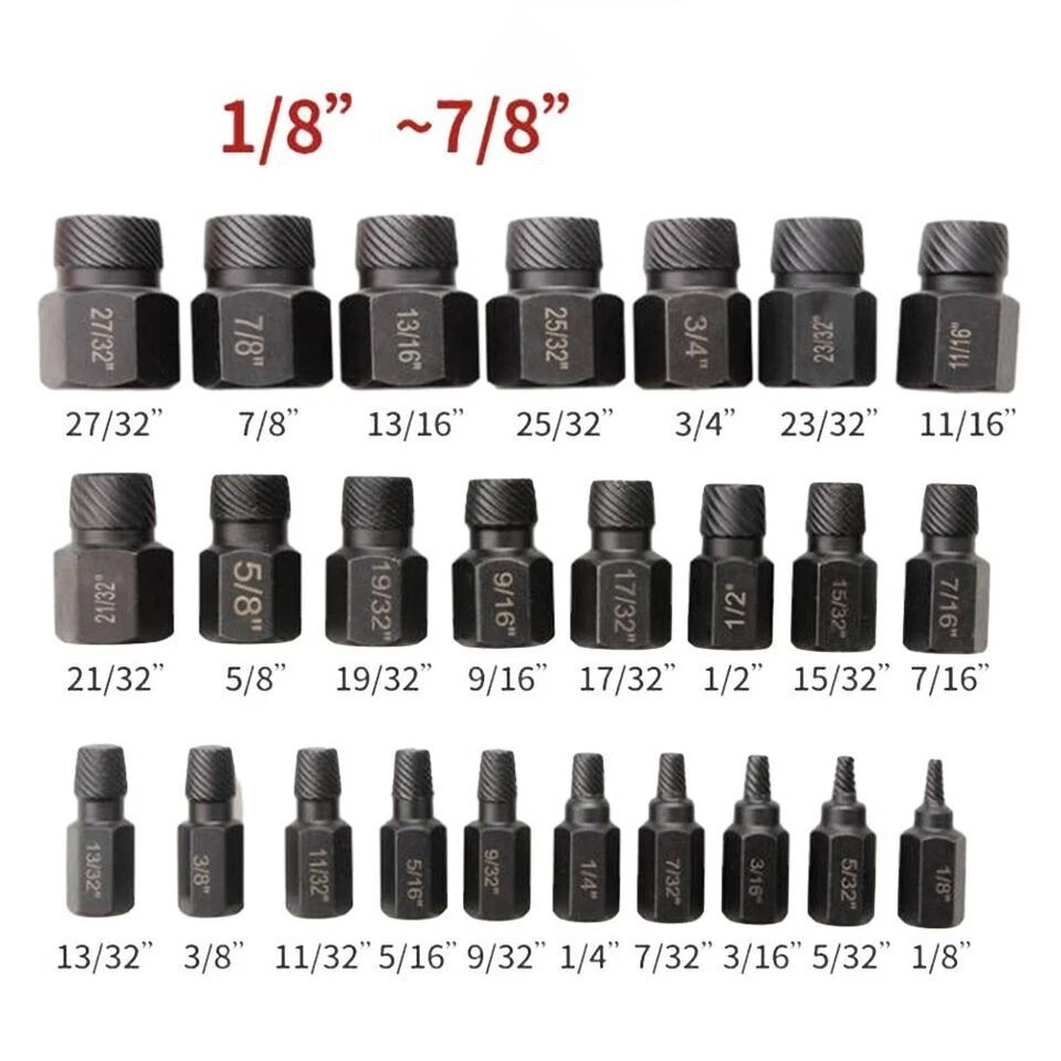 25Pcs Screw Extractor Set Hex Head Multi-Spline Easy Out Bolt Extractor Set