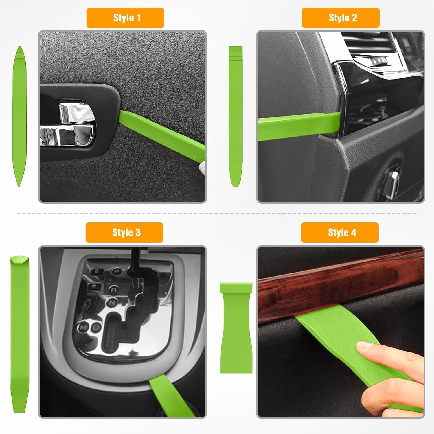 8PCS Trim Fastener Removal Tool Kit Universal For Car Audio Dash Panel-Green