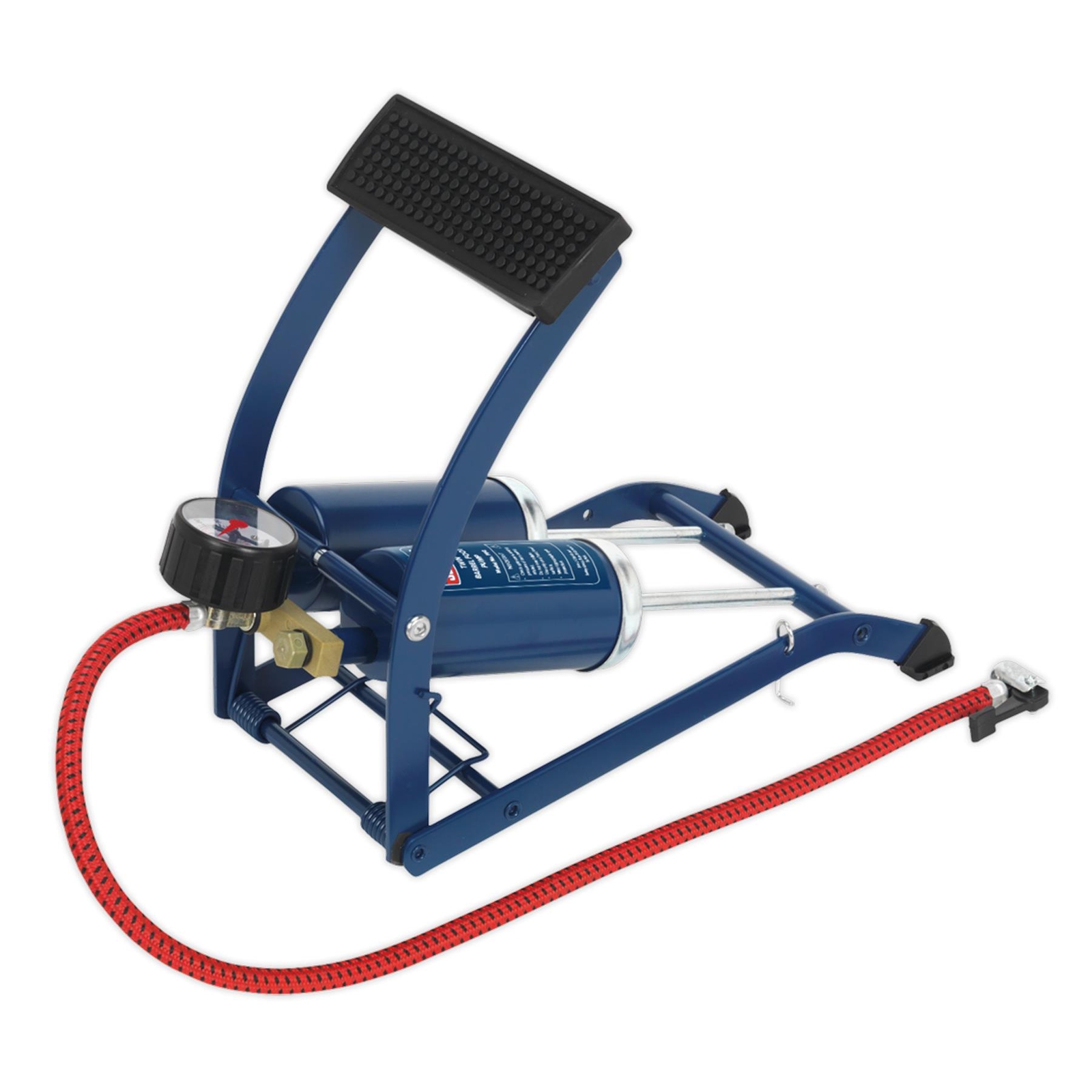 Sealey Foot Pump Twin Barrel Blue 0-100psi 0-7bar FP2