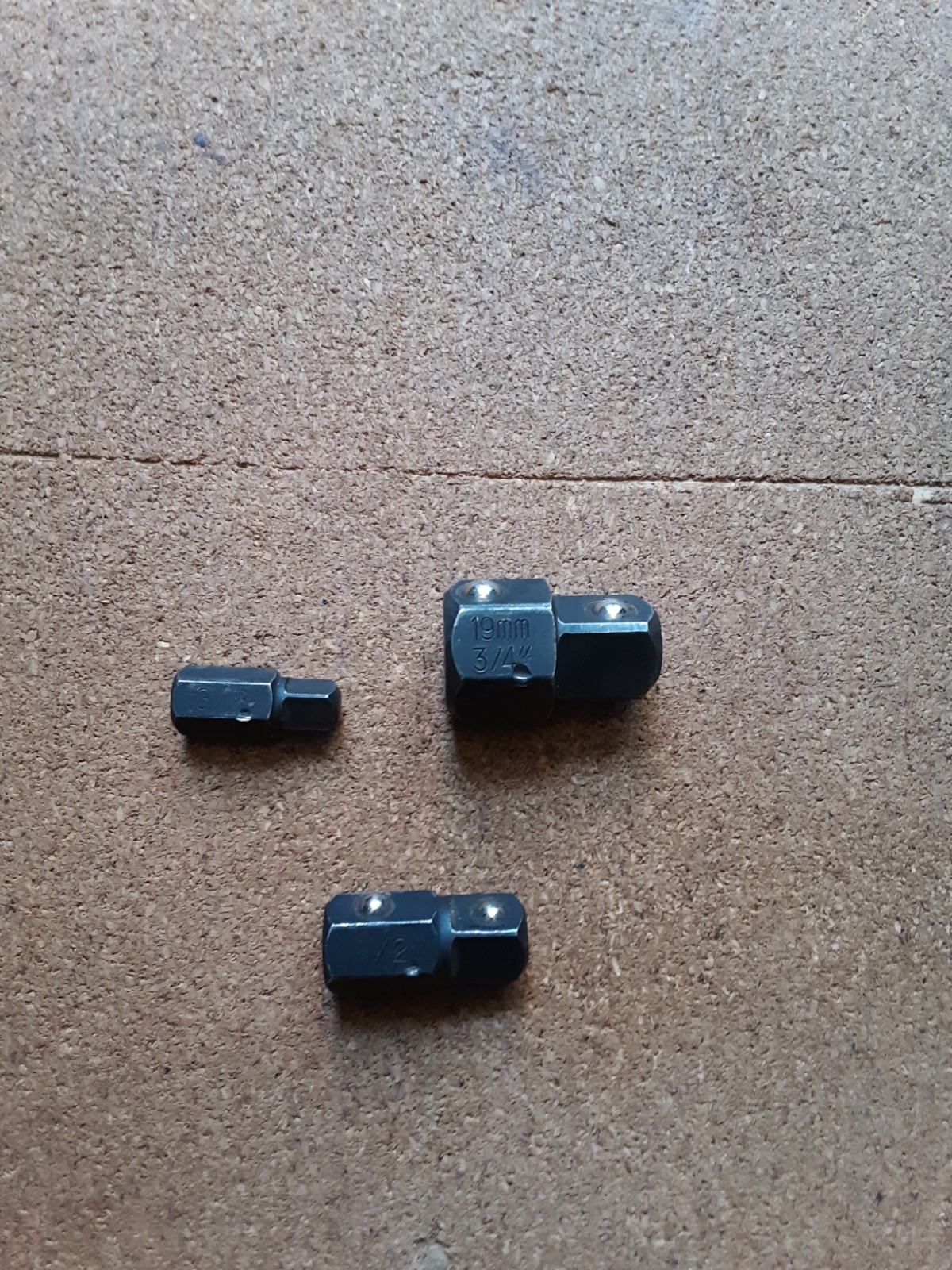 3 socket Adapters 19mm or 3/4 -1/2 Drive/ 13mm or 1/2 -3/8 drive/10mm or 3/8-1/4
